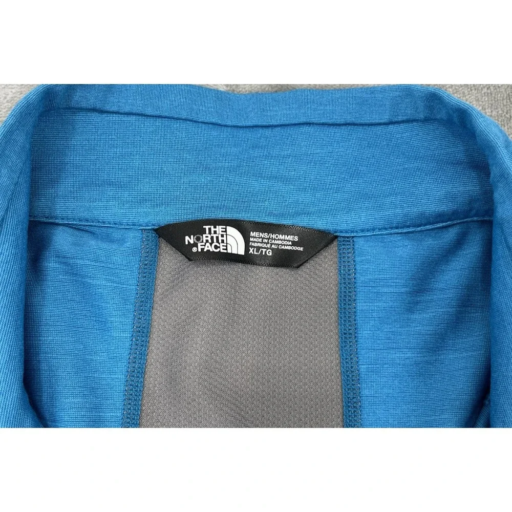 The North Face 1/4 Zip Shirt Men XL  Blue Gray Flash Dry Stretch Lightweight Run